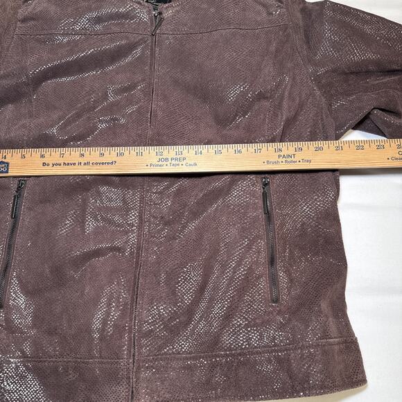 Terry Lewis Leather Jacket Womens 1X Brown Shiny Animal Print Classic Luxuries - Picture 5 of 13